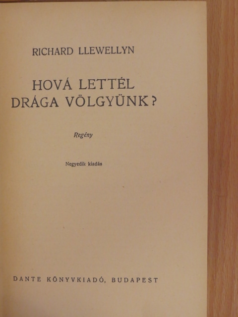 Richard Llewellyn - Hová lettél drága völgyünk? [antikvár]