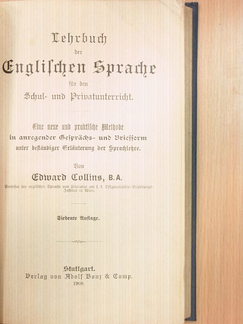 Edward Collins - Lehrbuch der Englischen Sprache (Gótbetűs) [antikvár]
