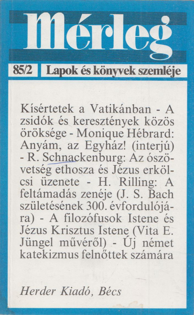 Boór János (főszerk.) - Mérleg 1985/2 [antikvár]