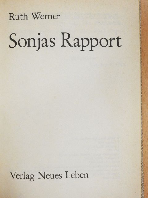 Ruth Werner - Sonjas Rapport [antikvár]