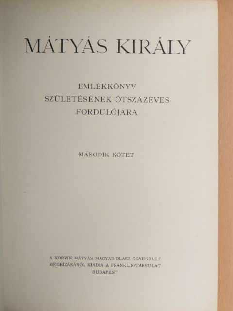 Fitz József - Mátyás király emlékkönyv II. [antikvár]