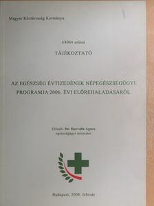 Dr. Horváth Ágnes - J/4944 számú tájékoztató az egészség évtizedének népegészségügyi programja 2006. évi előrehaladásáról [antikvár]