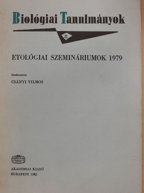 Buzsáki György - Etológiai szemináriumok 1979 [antikvár]