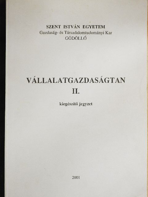 Vállalatgazdaságtan II. [antikvár]