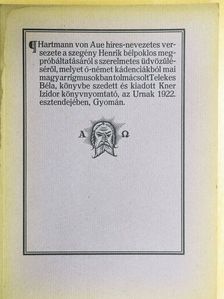 Hartmann von Aue - Hartmann von Aue híres-nevezetes versezete [antikvár]