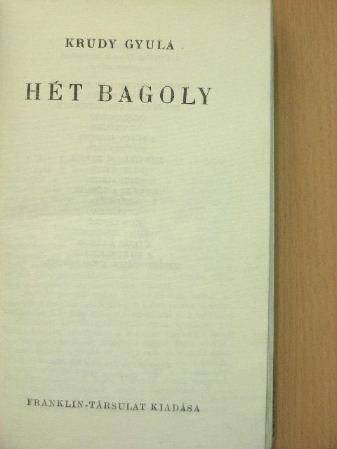 Krudy Gyula - Hét bagoly [antikvár]