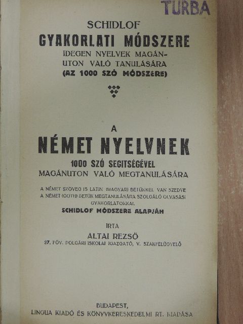 Altai Rezső - Schidlof gyakorlati módszere - Német 1-10. füzet [antikvár]