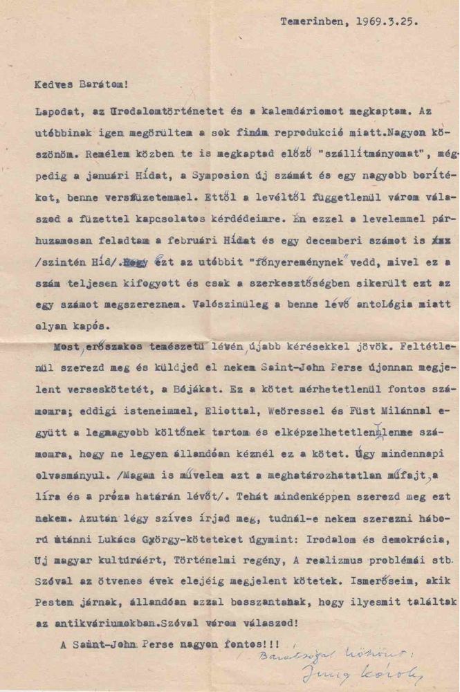 Jung Károly - Jung Károly levele Dévényi Ivánnak [antikvár]