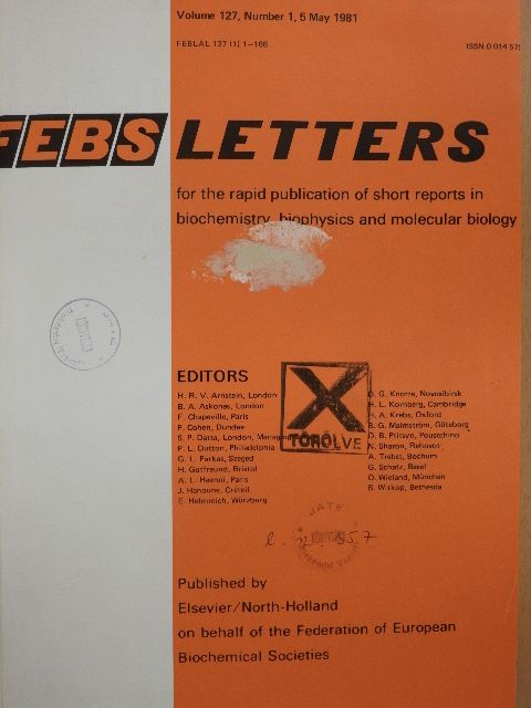 C. I. Ragan - Febs Letters Volume 127, Number 1-2./Volume 128, Number 1-2. [antikvár]