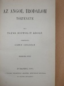 Taine Hippolit Adolf - Az angol irodalom története III. [antikvár]