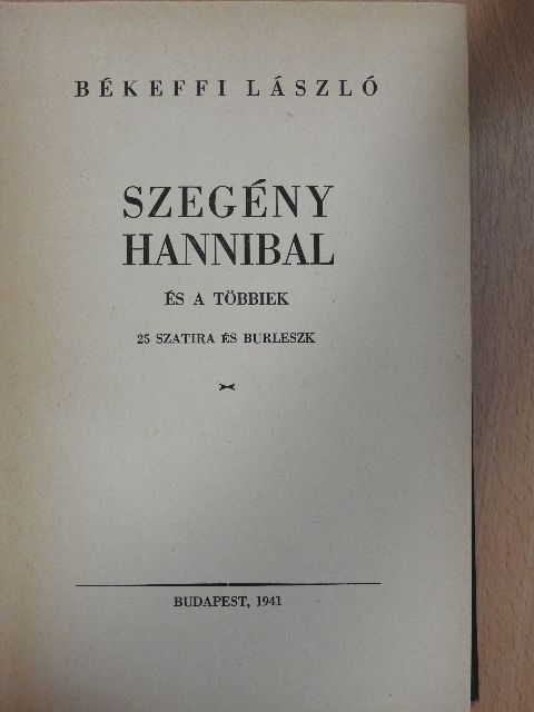 Békeffi László - Szegény Hannibal és a többiek [antikvár]