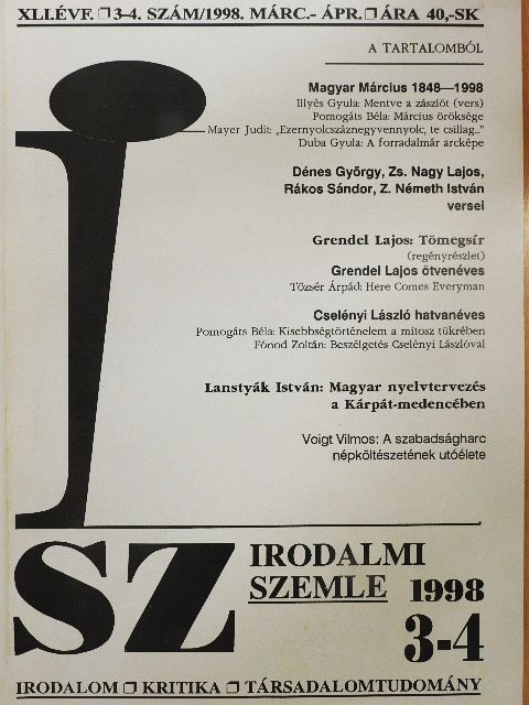 Bogdán László - Irodalmi Szemle 1998. március-április [antikvár]