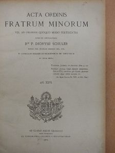 Acta Ordinis Fratrum Minorum Ianuarii-Decembris 1907 [antikvár]