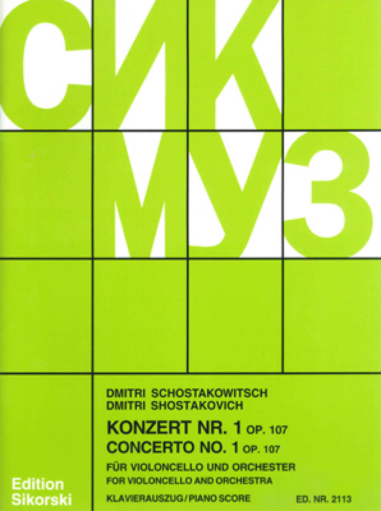 SOSZTAKOVICS / SCHOSTAKOWITSCH - KONZERT NR.1 OP.107 FÜR VIOLONCELLO UND ORCHESTER, KLAVIERAUSZUG