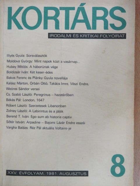 Bakos Ferenc - Kortárs 1981. augusztus [antikvár]