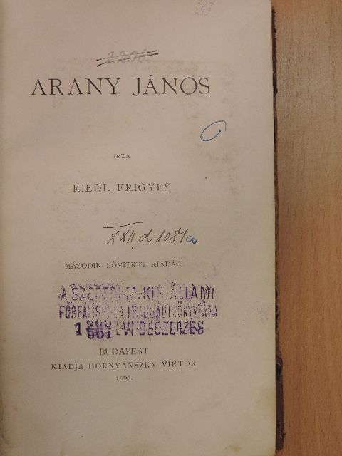Riedl Frigyes - Arany János (rossz állapotú) [antikvár]