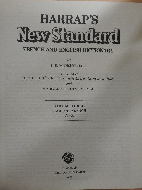 J. E. Mansion - Harrap's New Standard French and English Dictionary III (töredék) [antikvár]