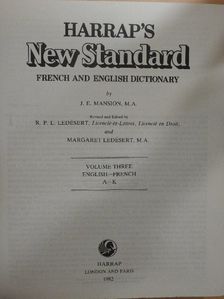 J. E. Mansion - Harrap's New Standard French and English Dictionary III (töredék) [antikvár]