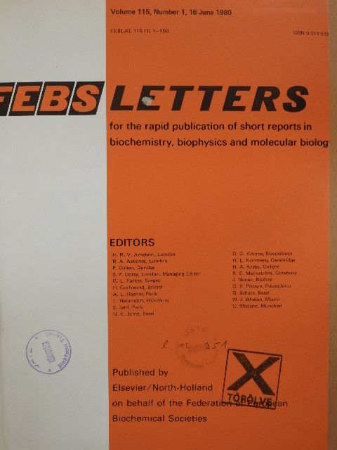C. N. Hunter - Febs Letters Volume 115, Number 1-2./Volume 116, Number 1-2. [antikvár]