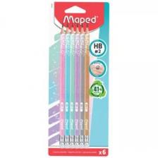 Maped: Csillogó háromszög alakú grafitceruza radírral, HB - 6 db
