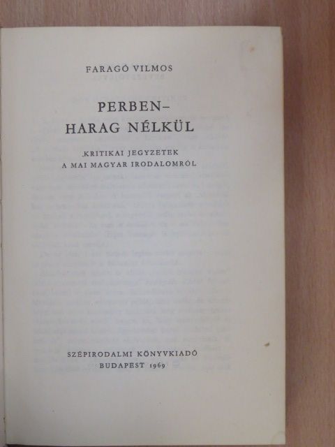 Faragó Vilmos - Perben - harag nélkül [antikvár]