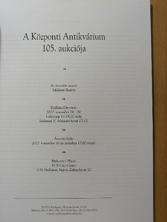 A Központi Antikvárium 105. aukciója [antikvár]