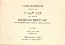 Séday Éva festőművész kiállítása (meghívó) [antikvár]