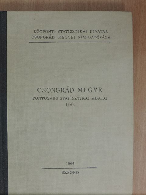 Csongrád megye fontosabb statisztikai adatai 1963 [antikvár]