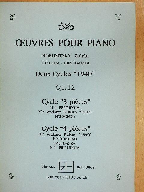 Horusitzky Zoltán - Oeuvres pour Piano [antikvár]