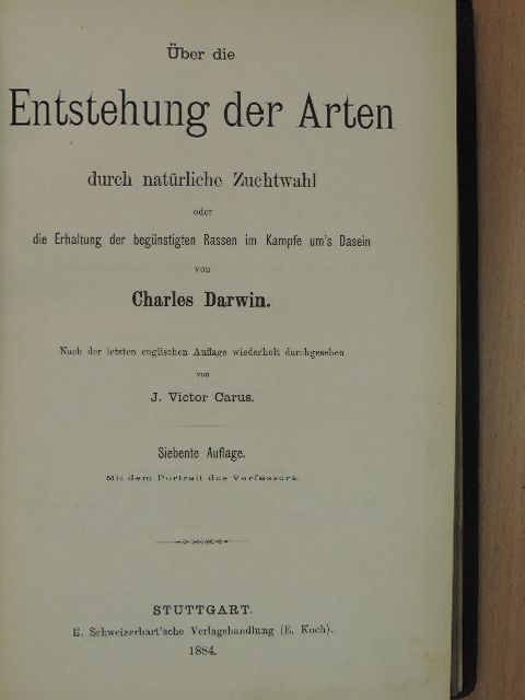 Charles Darwin - Über die Entstehung der Arten durch natürliche Zuchtwahl [antikvár]