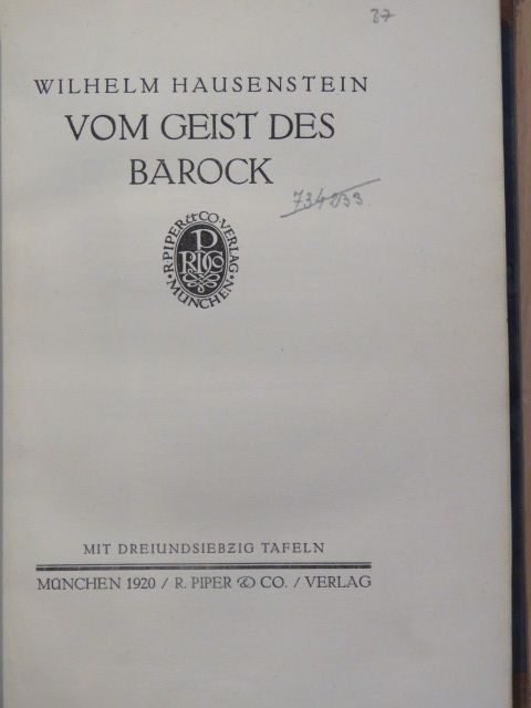 Wilhelm Hausenstein - Vom Geist des Barock [antikvár]