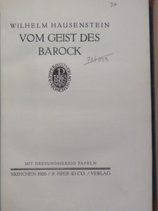 Wilhelm Hausenstein - Vom Geist des Barock [antikvár]