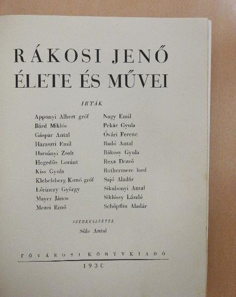Apponyi Albert - Rákosi Jenő élete és művei [antikvár]