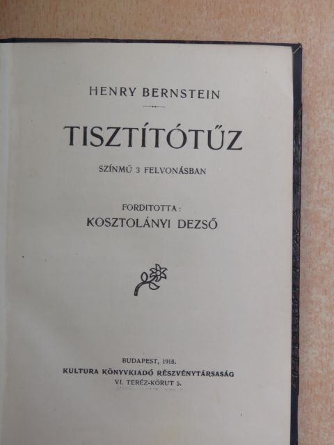 Henri Bernstein - Tisztítótűz [antikvár]