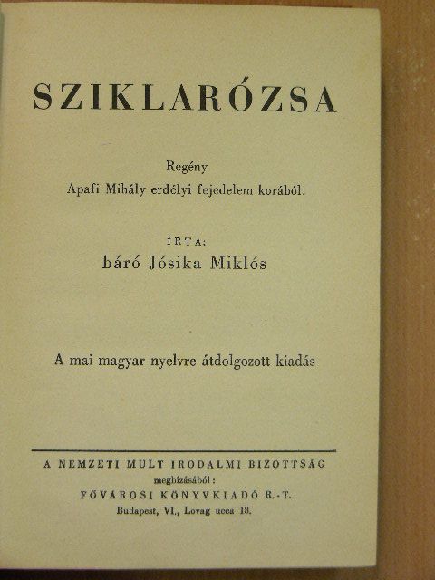 Báró Jósika Miklós - Sziklarózsa [antikvár]
