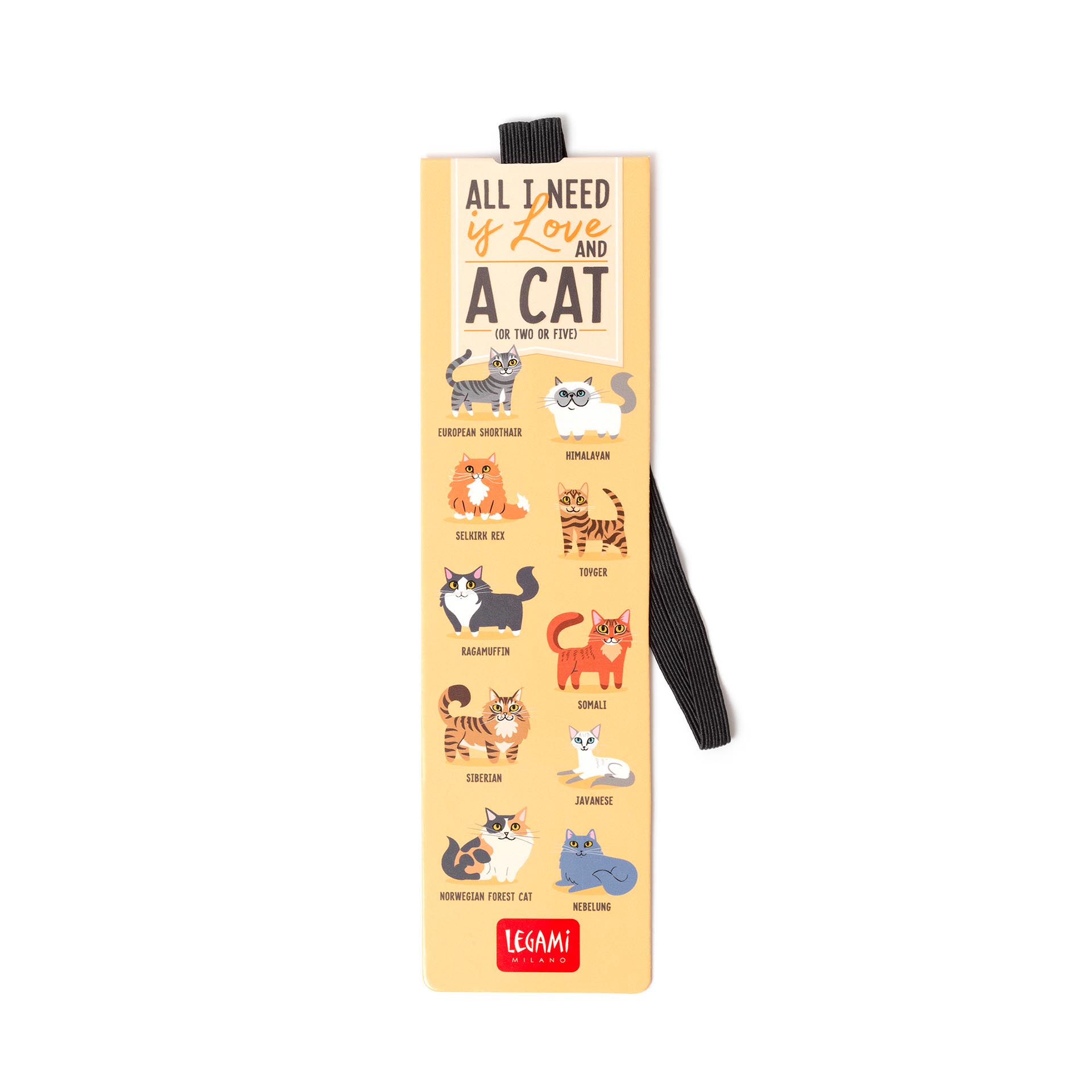 Legami könyvjelző gumipánttal (17,5x4,7 cm), All I need..Cat