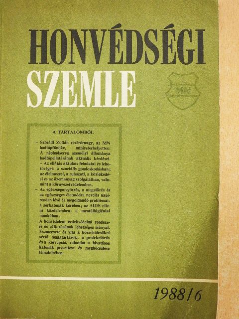 Bagi Zoltán - Honvédségi Szemle 1988. június [antikvár]