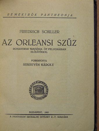 Friedrich Schiller - Az orleansi szűz [antikvár]