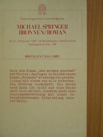 Michael Springer - Bronnen [antikvár]