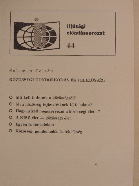 Salamon Zoltán - Közösségi gondolkodás és felelősség [antikvár]