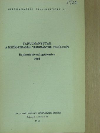 Tanulmányutak a mezőgazdasági tudományok területén [antikvár]