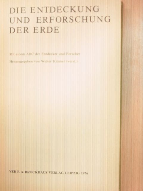 Die Entdeckung und Erforschung der Erde [antikvár]