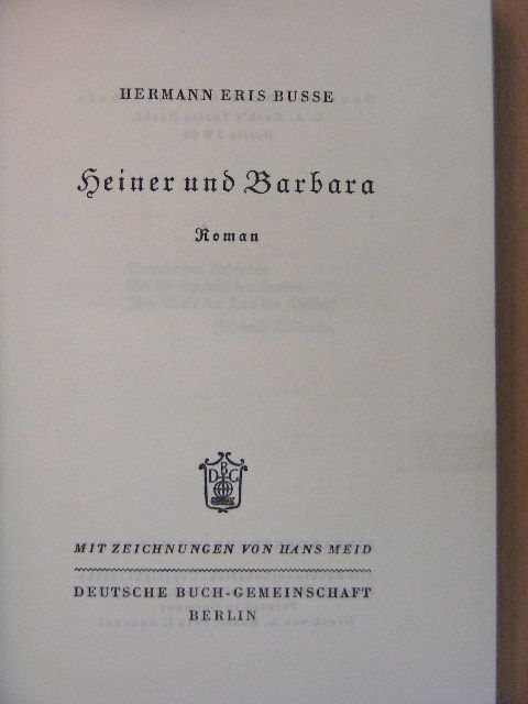 Hermann Eris Busse - Heiner und Barbara (gótbetűs) [antikvár]