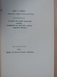 Engels - Marx és Engels műveinek magyar bibliográfiája [antikvár]