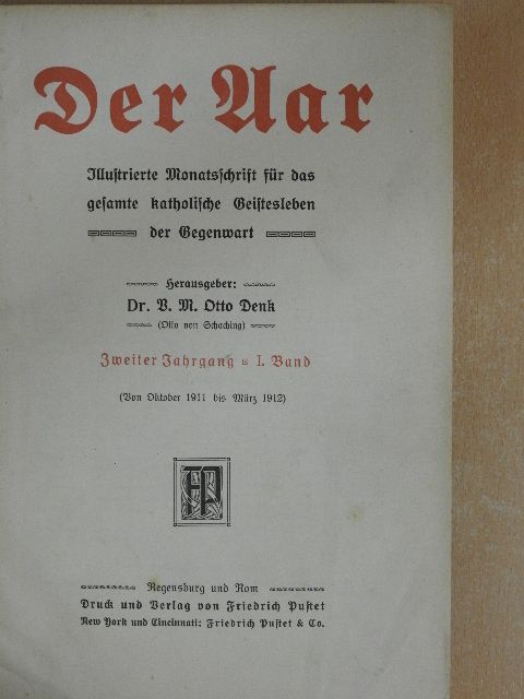 Der Aar 1911. oktober-1912. März (gótbetűs) [antikvár]