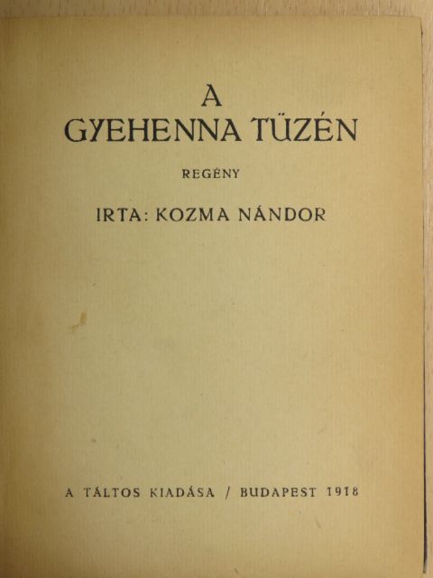 Kozma Nándor - A gyehenna tüzén [antikvár]