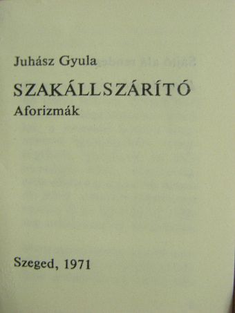 Juhász Gyula - Szakállszárító (minikönyv) [antikvár]