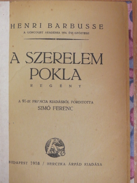 Henri Barbusse - A szerelem pokla [antikvár]