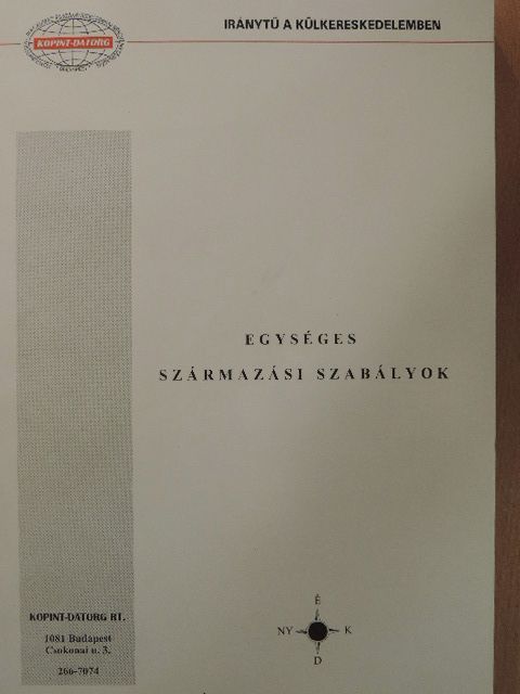 Egységes származási szabályok [antikvár]
