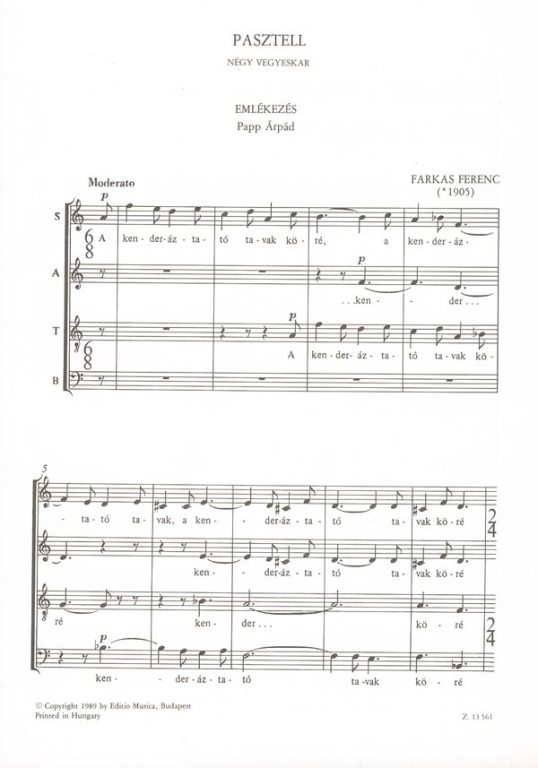 Farkas Ferenc - PASZTELL - NÉGY VEGYESKAR (EMLÉKEZÉS PAPP ÁRPÁD)